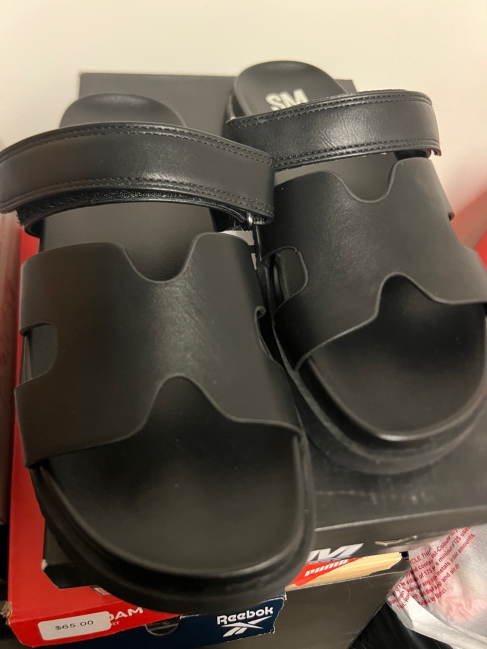Size 6.5 SM New York black women‘s Dual-Strap Slide Sandals